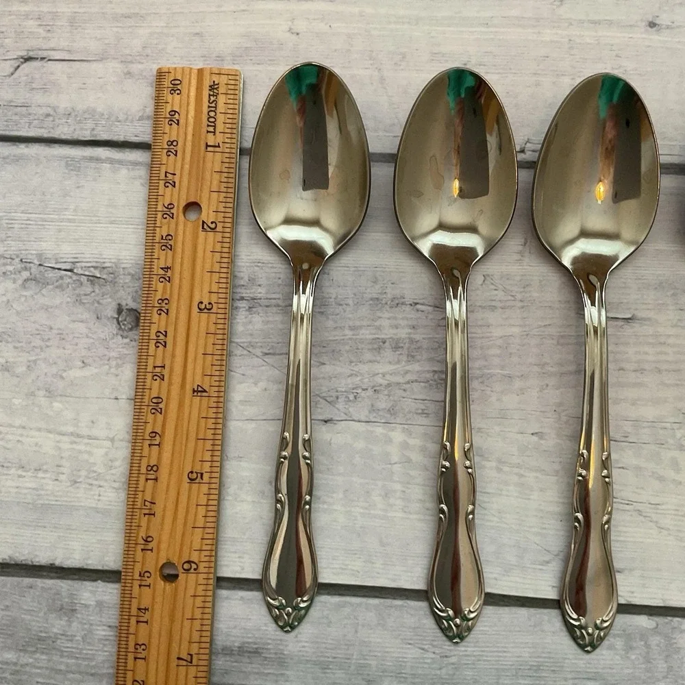 Simeon George Rogers Oneida HOMESTEAD 6 Oval Place Spoons Stainless Flatware #1